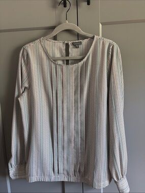 Lilla P • Multi-color Striped Pleated Long-Sleeve Blouse